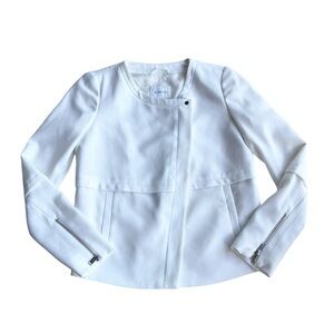 Artizia Babaton Off White Crepe Moto Jacket US 0